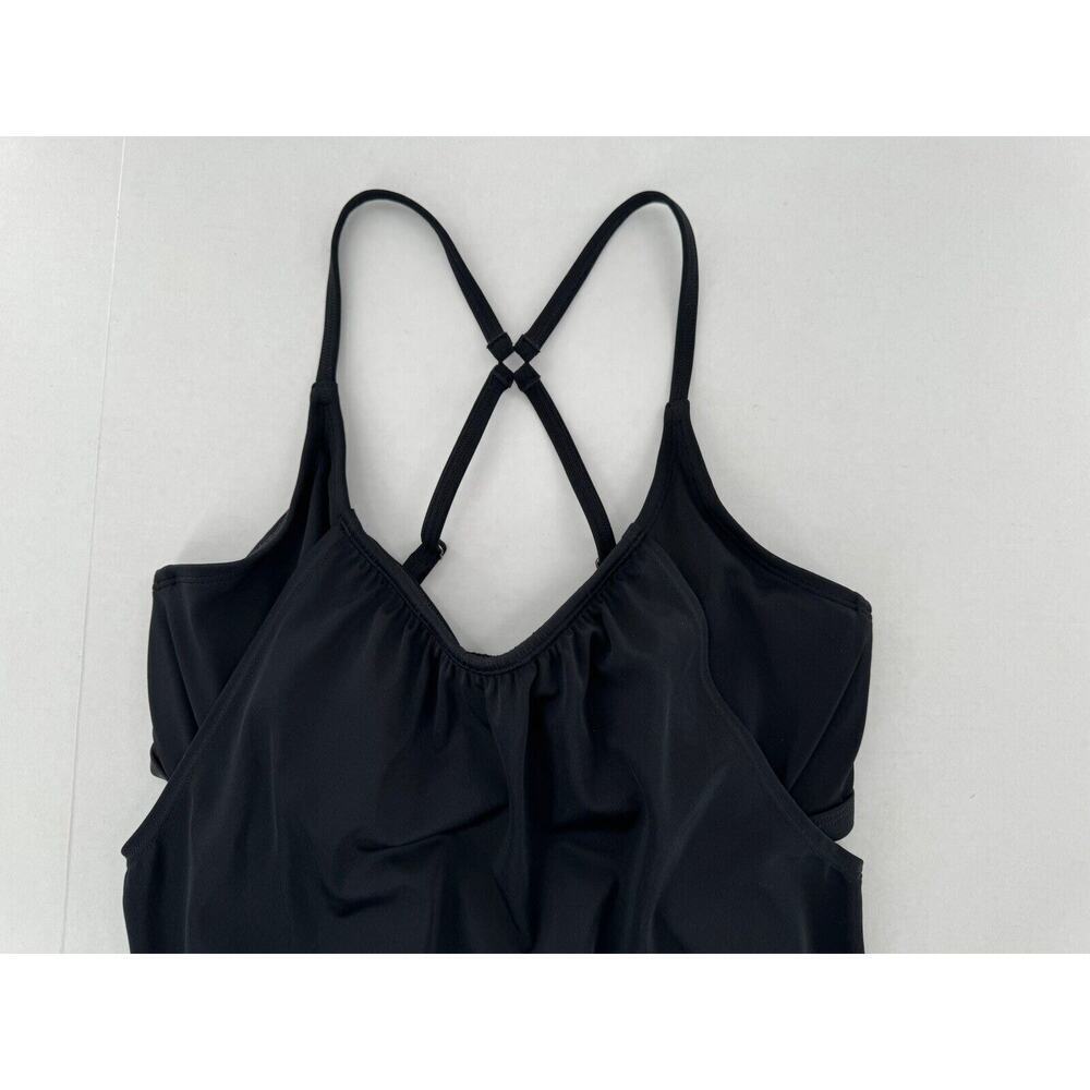 Athleta Swim Top Tankini Size 34 D/DD Black Cut Out Criss Cross Underwire - Picture 5 of 14